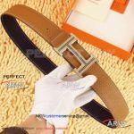 Perfect Replica AAA Hermes Brown Leather Belt With Black Diamonds Gold Buckle